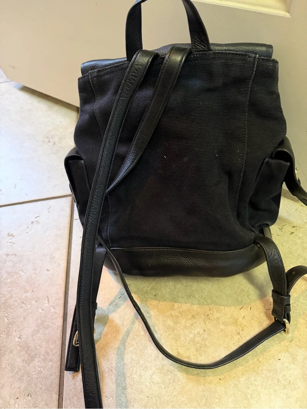 Cole haan  Black canvas Leather Backpack - Sleek Everyday Carry